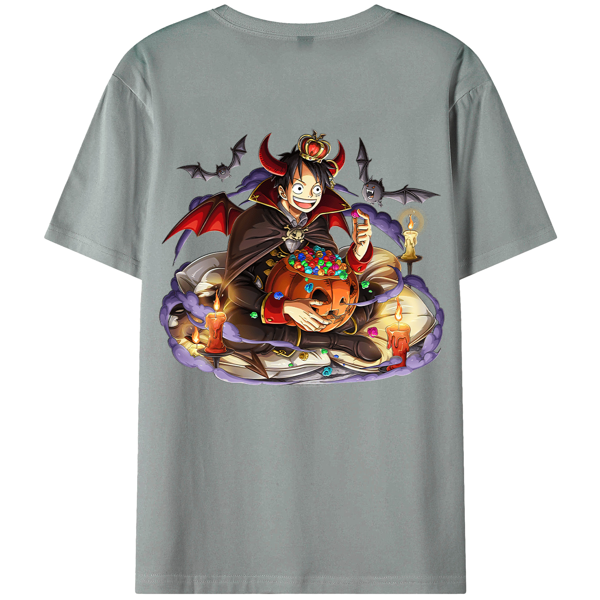 ワンピース モンキー・D・ルフィ ONE PIECE Monkey D. Luffy 綿100％ メンズ半袖Tシャツ（バックプリント） 通気性